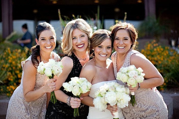A bride and three other ladies